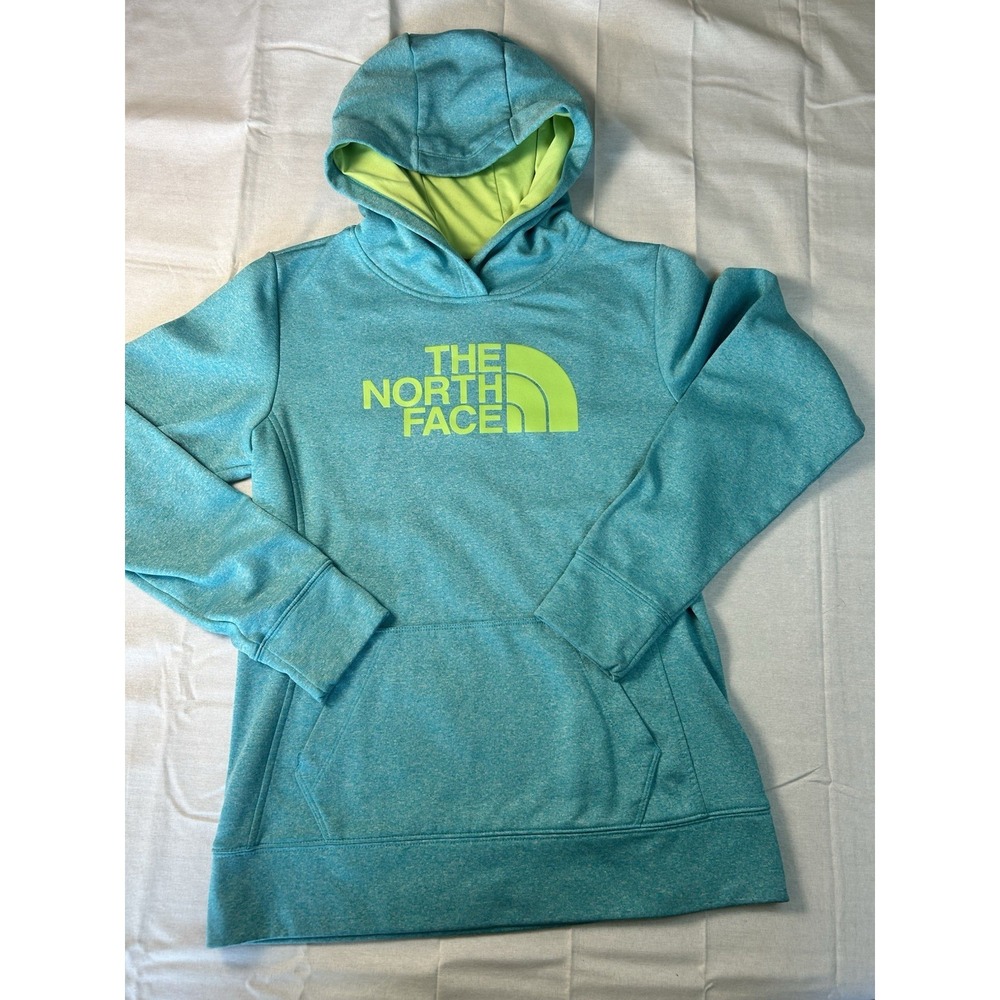 The North Face Pullover Crew Neck Hoodie Women's M Blue Green Long Sleeve